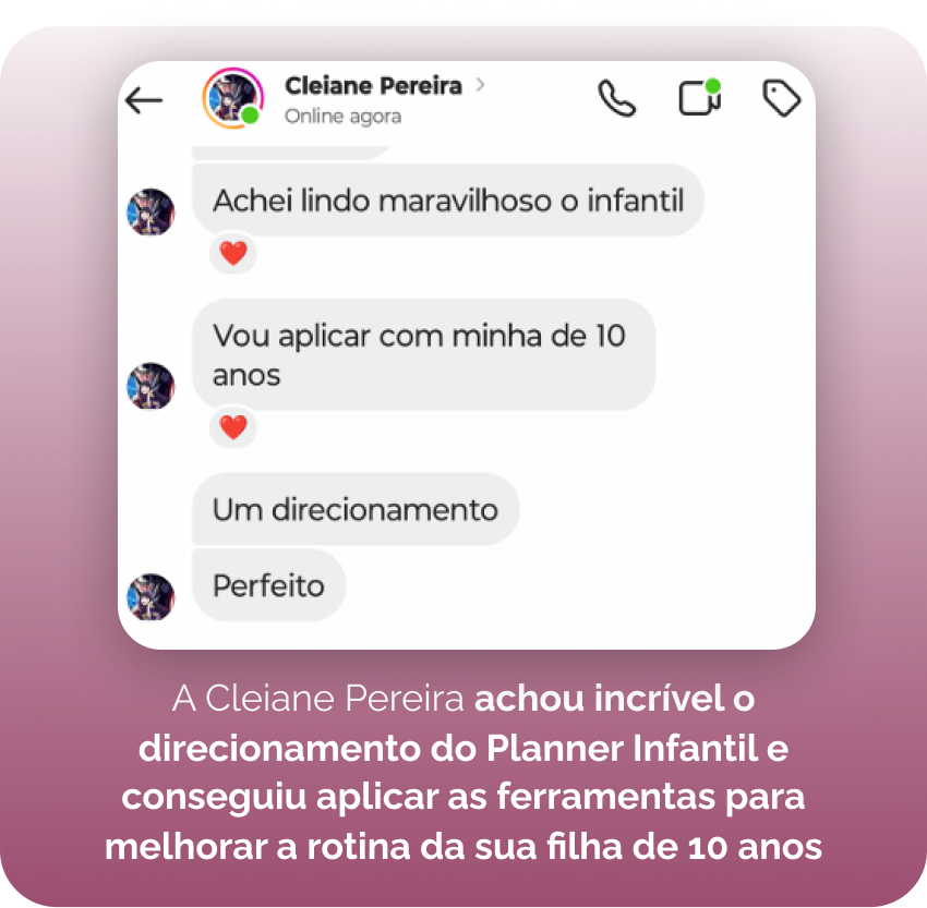 Depoimento: Cleiane Pereira achou incrível o direcionamento do Planner Infantil