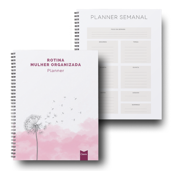 Capa do Planner Rotina Mulher Organizada, editável no Canva